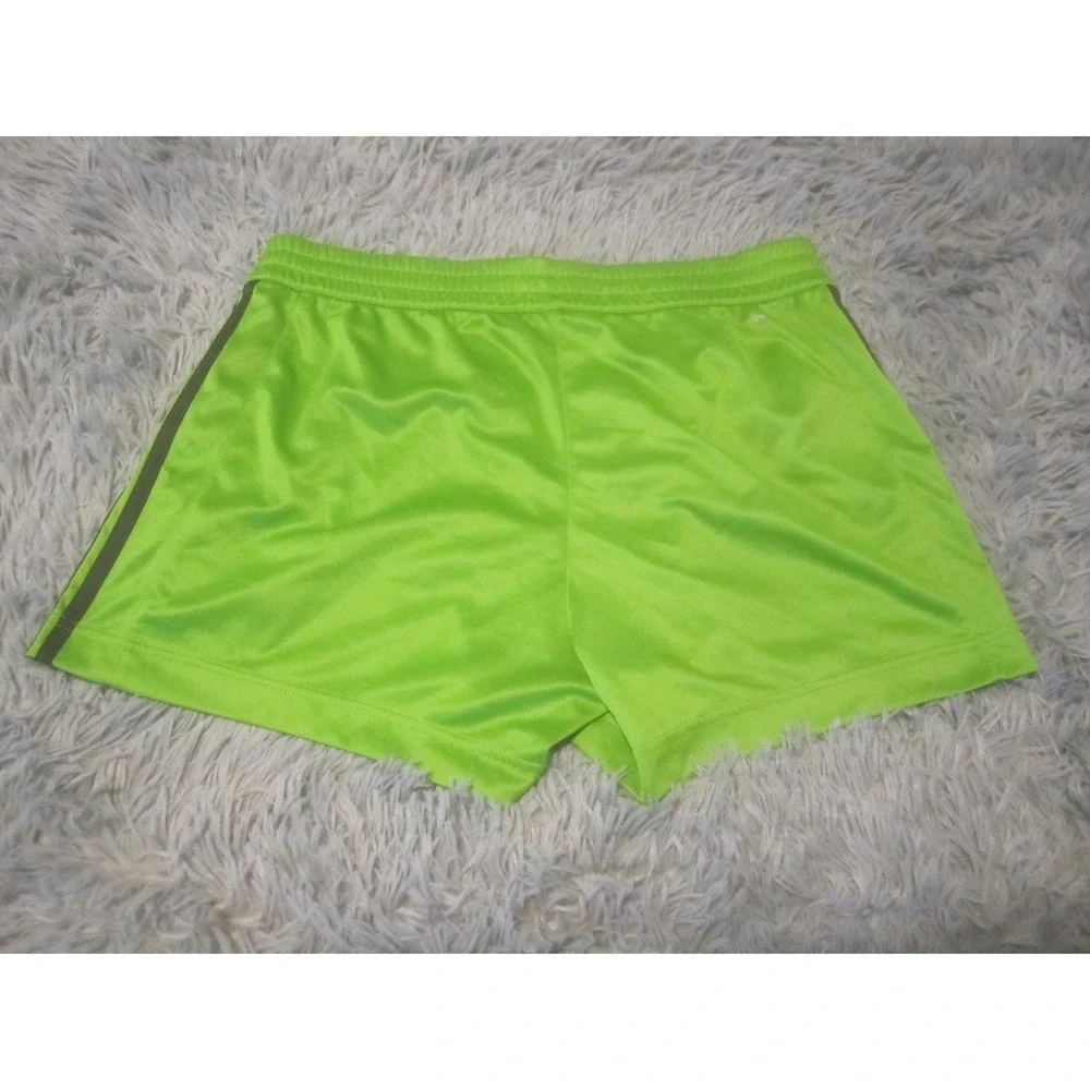 Adidas Shorts Mens Large Green 3 Stripe Athletic Running Training Mesh Gym